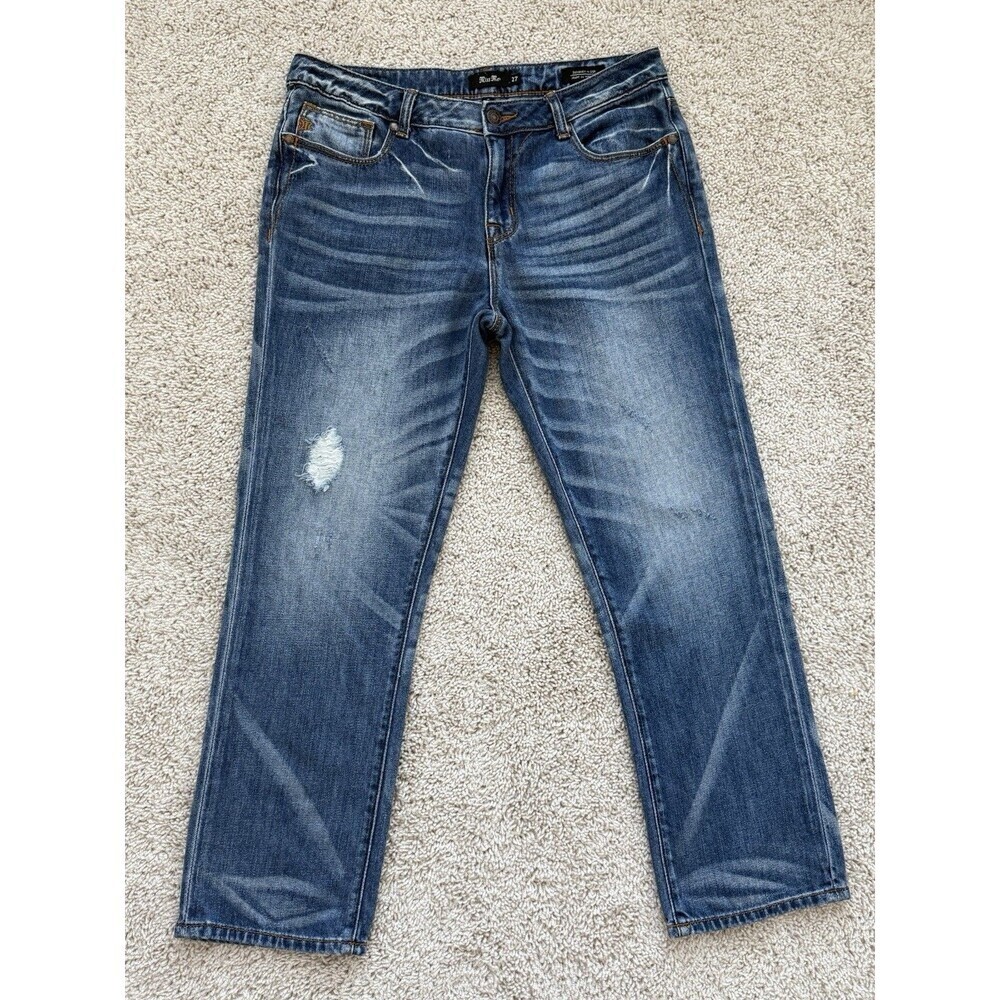 MISS ME Women’s 27 Distressed Mid-Rise CROP Jeans Boyfriend Style Everyday
